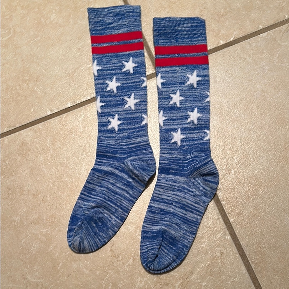Pink-Blue and Red Star Patterned Women's Socks